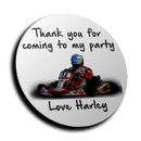 Personalised Go Kart Birthday Party Stickers for sweet cones. Fast delivery