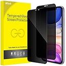 JETech Privacy Full Coverage Screen Protector for iPhone 11/XR 6.1-Inch, Anti-Spy Tempered Glass Film, Edge to Edge Protection Case-Friendly, 2-Pack