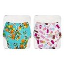 SuperBottoms BASIC EASY - Pack of 2 | 2 Cloth diaper+2 inserts- Freesize Adjustable, Washable and Reusable Cloth Diaper for babies 0-3 Years | - Assorted (Pack of 2)