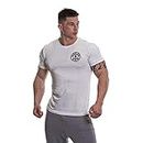 Gold's Gym Men's Left Breast Workout Premium Training Fitness Gym Sports Basic T-Shirt with Logo, White/Black, L