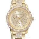 Michael Kors Tibby Womens Glitz Pave Watch, Gold Dial, Stainless Steel, Crystals