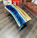 Mesa de comedor río resina epoxi Ocean Wave cocina encimera decoraciones de madera