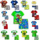Kids Boys Girls Super Mario Pyjamas Short Sleeve T-Shirt Shorts Set Age 1-7Years