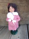 Byers Choice 2006 Cotton Candy Girl  Red Checked dress  Brown hair  HTF