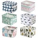 foldable Shelf Storage Canvas Basket Bins for Home Organisation, Collapsible container box for toiletry, Coasmetics, Toys, Cloths, Books, Sundries, Mini size storing box for little crafts items (4)