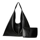 Leather Tote Bag, Oversized Hobo Bags, Large Tote Bag for Women Work, Vegan Leather Handbags Travel, Tote Bags for School, Black, Large