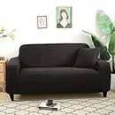 BOHHO with Armchair Sofa Slipcover, Stretch Jacquard Spandex Sofa Cover Washable Couch Cover for Living Room 1/2/3/4 Seater-1 Seater 90-140cm-black