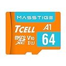 TCELL MASSTIGE 64GB microSDXC Memory Card with Adapter - A1, UHS-I U1, V10, Micro SD Card, Read up to 100 MB/s, Full HD