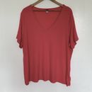 Old Navy Shirt Luxe Women’s XXL Pink Short Sleeve V Neck Pullover Blouse Top