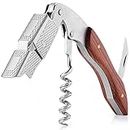 Wine Corkscrew, Multifunctional Stainless Steel Wine Corkscrew Spring-Loaded Double Lever, Serrated Foil Cutter, with Handle Wine Tool Wine Opener for Bar Restaurant Waiters, Bartenders (Grid)