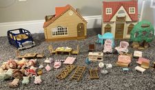 Calico Critters Lot ~ Red Roof Cozy Cottage Epoch Log Cabin Van Treehouse Twins