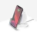 Belkin Wireless Charging Stand, Bluetooth Speaker Compatible for iPhone 13/13 Pro, 13 Mini, 13 Max Pro, 12, Samsung Galaxy Note10/Note10Plus/S10/S10Plus/S10E Qi Smartphones Cellular Phones (White)