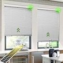 Motorized Blinds Smart Blinds with Remote Control Solar Powered Blinds Window Blinds Cordless Automatic Blinds Electric Blinds Windows Light Filtering Compatible with Google Alexa White 24" Wx64 H