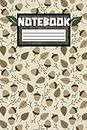 6"x9" Paperback Journal or Notebook with lined pages for kids, teens or adults | Cute brown acorns | Office, study or school supplies: 80 pages (40 sheets)