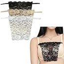 Bowiemall Cotton Clip-on Mock Lace Camisole for Women Deep Neck Cleavage Cover High Neck Camisoles Insert Vest Bra- Set of 3, Multicolor