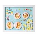 MOMITTLE -Baby Handprint & Footprint Preservation Kit with Decorative Wooden Frame | New Born Baby Gifts Set | Includes Safe, Non-Toxic Clay & Casting Materials for Foot & Hand Prints | Green