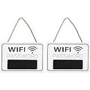 Juvale WiFi Password Sign - 2-Pack WiFi Password Hanging Board, Wall-Mount Wooden WiFi Sign for Home and Business, 7.9 x 5.6 x 0.27 Inches