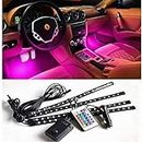 Gomechanic Atmosphere Lights with 12x4 LED Strip Light 48 LEDs, DC 12V Multicolour Interior Ambient Lighting Kit Featuring Sound Active Function, Wireless Remote Control Works for All car