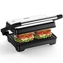 OSTBA APPLIANCE ZJ-521 Sandwich Toaster, Toastie Maker, Grill with Non-Stick Plates, 1500W, Aluminium, 1500 W, Indicator Lights Panini Press