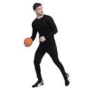 RABBY Men's Solid Track Suit Men's Sports Running Set Compression Shirt + Pants Skin-Tight Long Sleeves Quick Dry Fitness Tracksuit Comfortable Track Suit for Running, Sports & Gym Workout Stylish summer BLACK_XXL