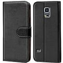 Verco Mobile Phone Case for Samsung S5 Case, Protective Case for Samsung Galaxy S5 Neo PU Leather Flip Case Wallet - Black