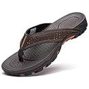GUBARUN Mens Sport Flip Flops Comfort Casual Thong Sandals Outdoor(Brown 1, 9)
