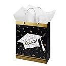 Gatherfun Graduation Gift Bag Supplies Black and Gold 13" Large 2022 Graduation Party Gift Bags with handles and Tissue Paper for College Senior Junior Graduates 1 Pack Black-2