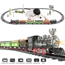 Elektrische Weihnachten Zug Spielzeug Set Auto Eisenbahn Tracks Dampf Lokomotive Motor Diecast