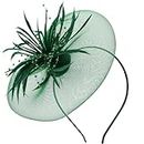 Amosfun Fascinator Hat Elegant Flower Feather Net Mesh Derby Tea Party Hats Headwear Elegant Cocktail Wedding Headbands for Women Girls Black, Dark Green,