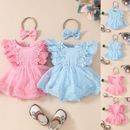 Newborn Baby Girls Lace Ruffle Floral Bodysuit Romper Tops Dress Outfit Clothes