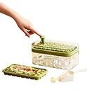 GET HIGH K.P. 2 Layer Ice Cube Tray with Lid & Bin,GET HIGH K.P. Square Ice Cubes Molds with Ice Scoop, One Tap Easy Release & Save Space, BPA Free Ice Cube Storage Container 64 Ice Cubes