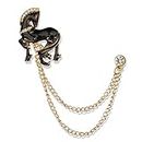 Panjatan Aesthetic Black Pony Design Golden Chain Pin Brooch for Men and Women.