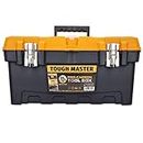 Tool Box 19" Inch 49cm Professional Heavy Duty DIY Large Portable Mobile Tool Chest Storage Organiser with Removable Tote Tray Black & Yellow TOUGH MASTER
