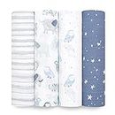 aden + anais Essentials Swaddle Blanket, Boutique Muslin Blankets for Girls & Boys, Baby Receiving Swaddles, Ideal Newborn & Infant Swaddling Set, Perfect Shower Gifts, 4 Pack, Time to Dream