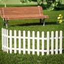 Reonex 2 feet Tall (Height) White Garden Picket Fence - Set of 4 - Solid core WPC Material - Waterproof - with Pipe Posts for Support in Soil - 6feet 2inch Running Length (Boundary/Edging)