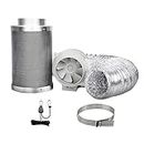 Greenfingers Grow Tent Ventilation Kit 6" Hydroponics Duct Fan Carbon Filter Fans Growing System Indoor Greenhouse Hydroponic Complete Package Indoor Plant Kits,with 5m Air Ducting and 2-Speed