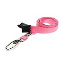 PCL Media ltd | ID Lanyard Neck Strap with Metal Clip and Breakaway Safety Clip, Pink- ID Neck Strap Lanyard
