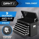 Giantz 9 Drawer Tool Box Chest Cabinet Toolbox Storage Garage Organiser Black