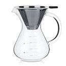 Yousiliang Drew Barrymore Coffee Maker Filter - 400ml Glass Hand Drip Coffee Maker Filter Pot with Scale Office Home