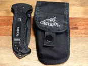Gerber 06 Folding Knife 3.8" Black Tanto Combo Blade, G10 Handles