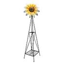 BACKYARD EXPRESSIONS PATIO · HOME · GARDEN 908066-NM - Molino de viento decorativo para jardín, diseño de girasol, 70 pulgadas, color blanco y amarillo