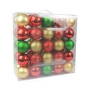 Three Posts™ 50 Piece Shiny Glitter Festive Blooms Christmas Ball Ornament Set Plastic in Red/Green/Yellow | 5.7 H x 14.3 W x 14.6 D in | Wayfair