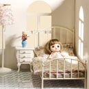 Casa delle bambole letto matrimoniale metallo nero scala 1:12 mobili in miniatura decorazione camera da letto