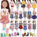 18 vestiti e accessori Barbie, inclusi 12 abiti in stile casuale, 2 paia di scarpe per bambole da 6 pollici, 1 cane casuale e palloncini