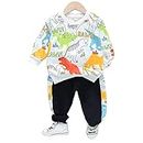Googogaaga Boy's Cotton Printed Sweatshirt With Joggers In White Color Baby Boys Clothing Set (4-5 Years)