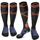CAMBIVO 2 Pairs Compression Socks for Women and Men(15-20 mmHg), Fit for Hiking, Nurse(Black Orange for 20HC, XXL)