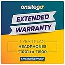 ONSITEGO 1 Year Extended Warranty For Headphones From Rs. 1001-1500 (Email Delivery - No Physical Kit), Black
