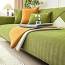 Twaynorb Funny Fuzzy Sofa Cover, Herringbone Chenille Fabric Furniture Protector Non Slip Sofa Cover 1 2 3 Seater (Green,90 * 240cm)