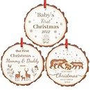 2022 Babys First Christmas Ornament Boy & Girl - Set of 3 | My First Christmas 2022 Ornament, Our First Christmas as Mom & Dad - Family Ornament My First Christmas Tree Decoration