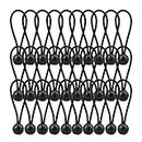 AOPRIE 30 Pack Bungee Balls, Black Ball Bungee Heavy Duty Heavyweight 4 inches Tarp Bungee Cords, Weather Resistant Tie Down Strap 4mm Thickness - for Camping, Tents, Cargo, Holding Wire and Hoses